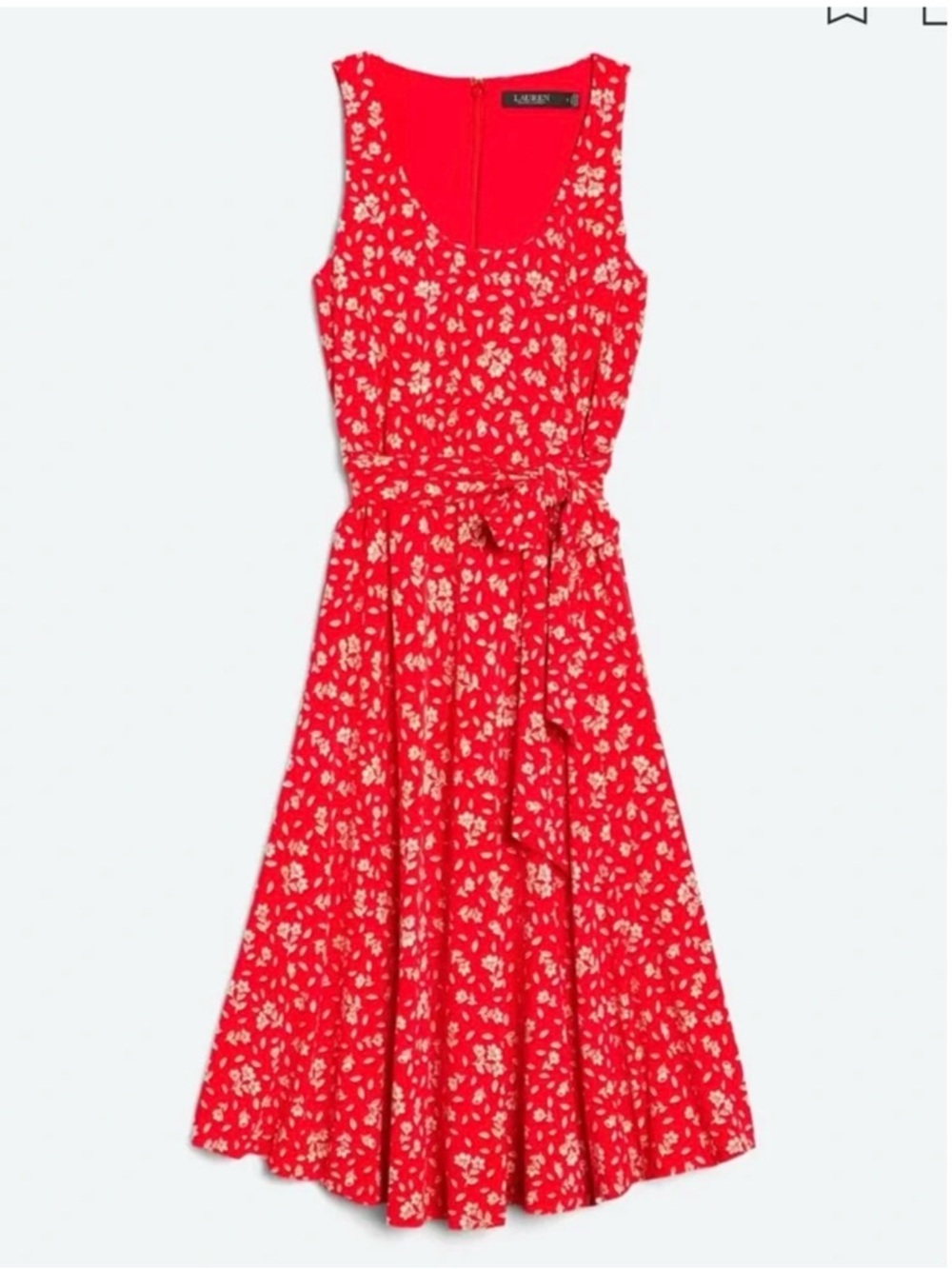 Lauren Ralph Lauren Women’s Red Floral Sleeveless Wrap Midi Dress, size 8 - Picture 3 of 12